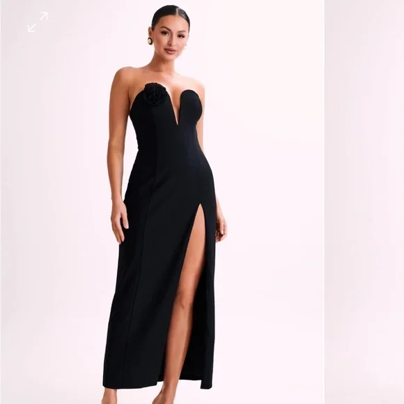 chinese dress ladies Bonnie Slinky and Lace Maxi Dress / Black | Meshki